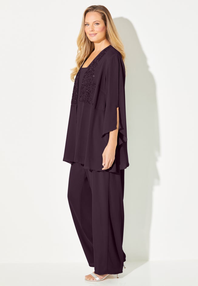 Masquerade Beaded 3-Piece Pant Suit image number 2