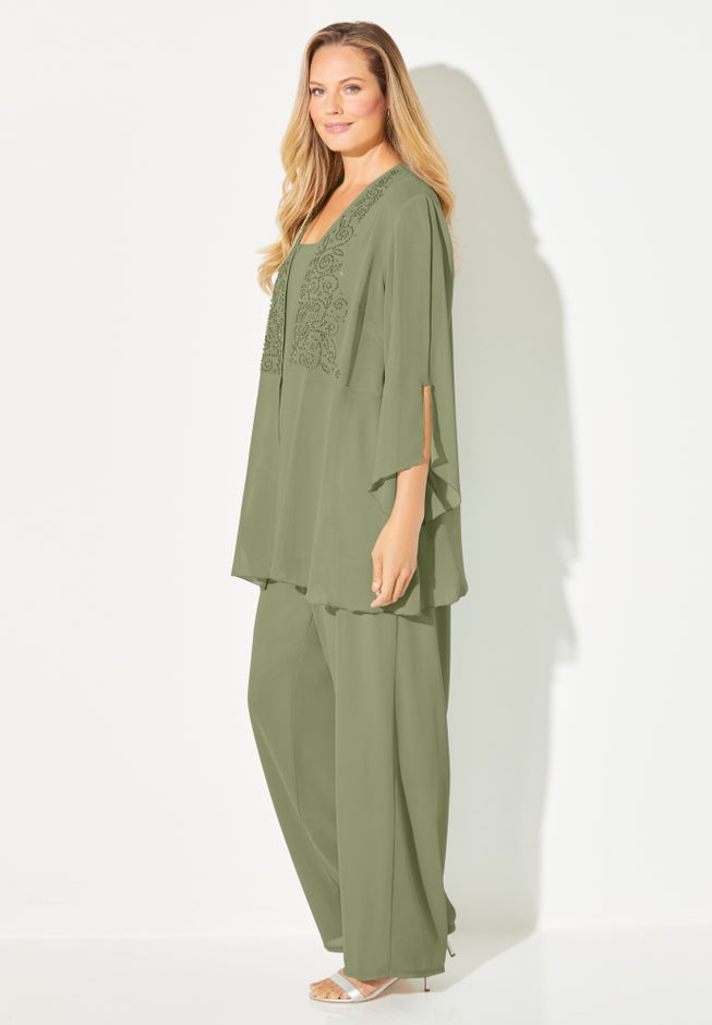 Masquerade Beaded 3-Piece Pant Suit image number 2