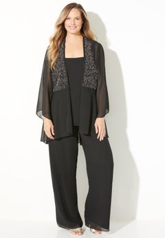 Masquerade Beaded 3-Piece Pant Suit