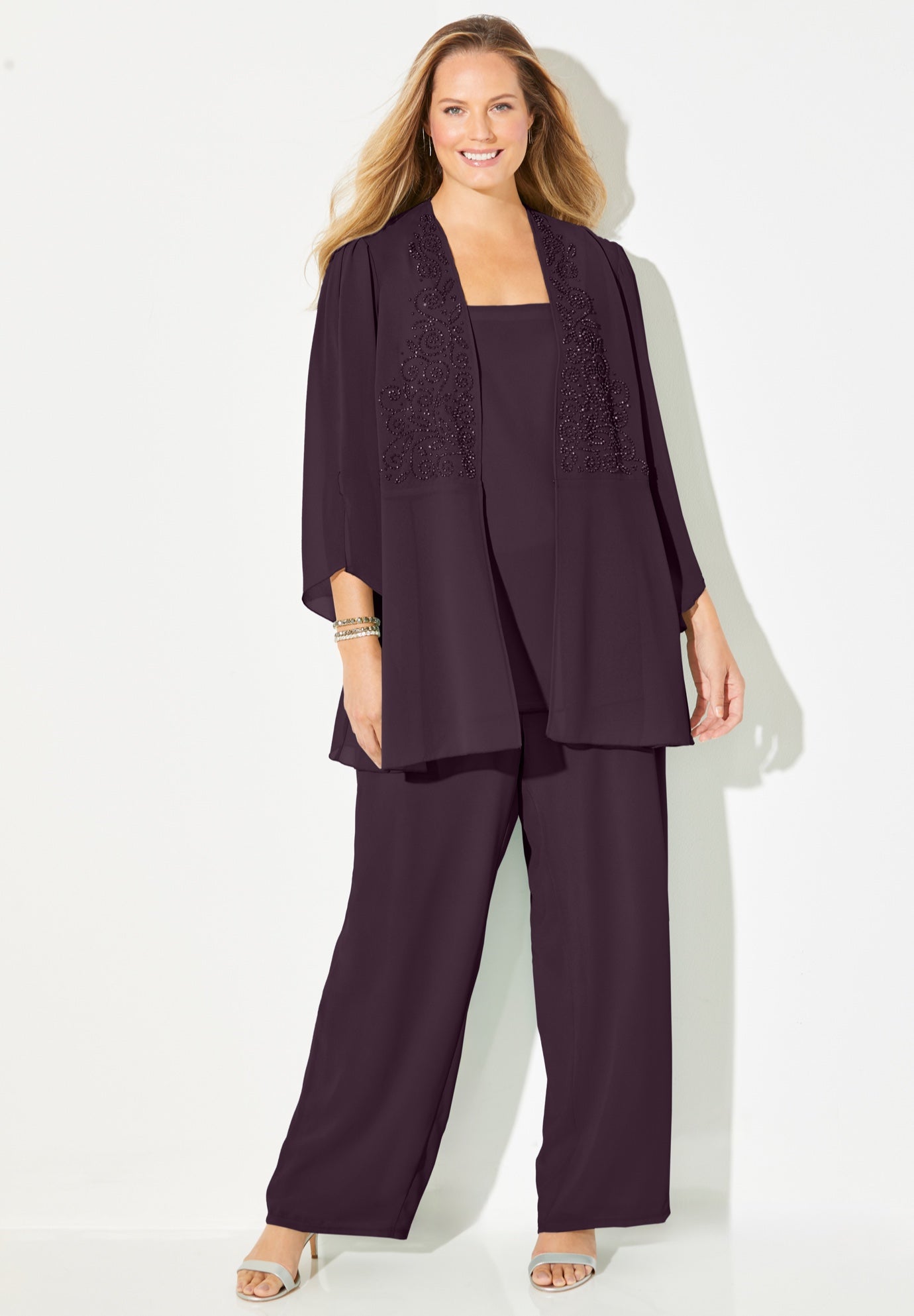 Masquerade Beaded 3-Piece Pant Suit image number 0
