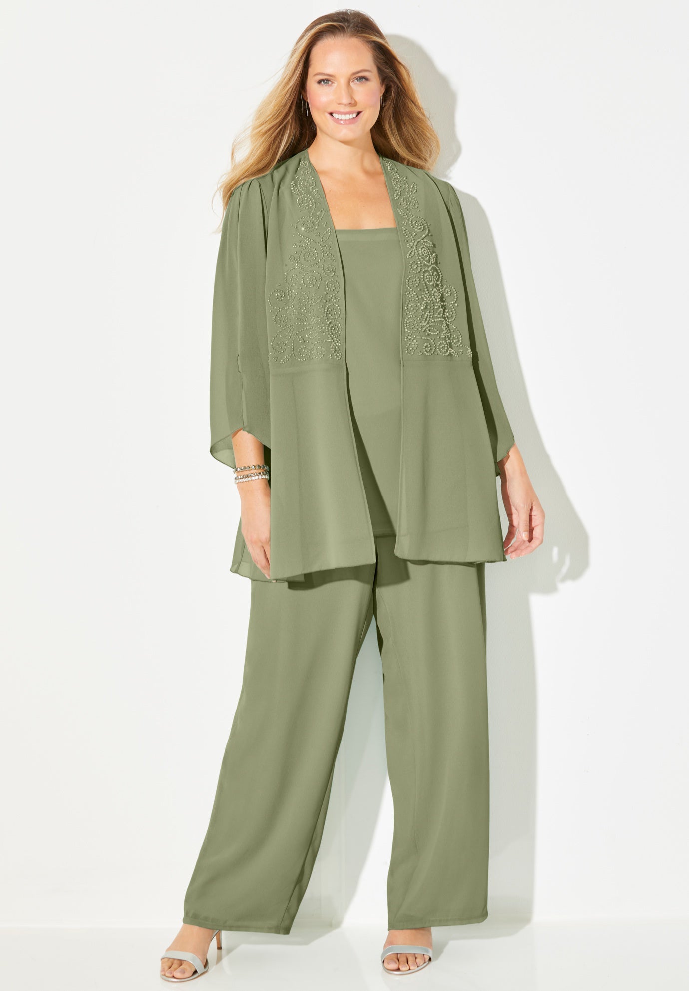 Masquerade Beaded 3-Piece Pant Suit image number 0