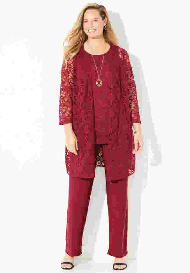 Luxe Lace 3-Piece Pant Set image number 0