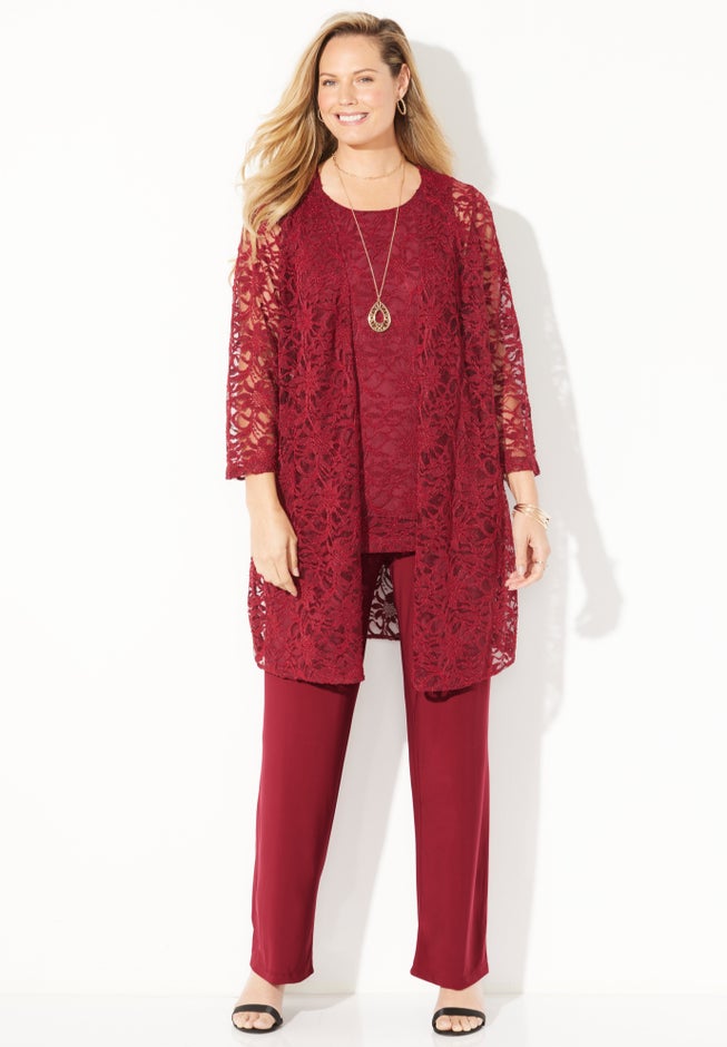 Luxe Lace 3-Piece Pant Set image number 0
