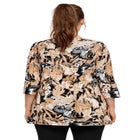 Stretch Knit V-neck 3/4 Sleeve Knot Front Tunic image number null