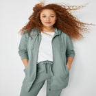 French Terry Long Zip Front Hoodie image number null