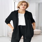 French Terry Long Sleeve Zip-Front Tunic Hoodie image number null