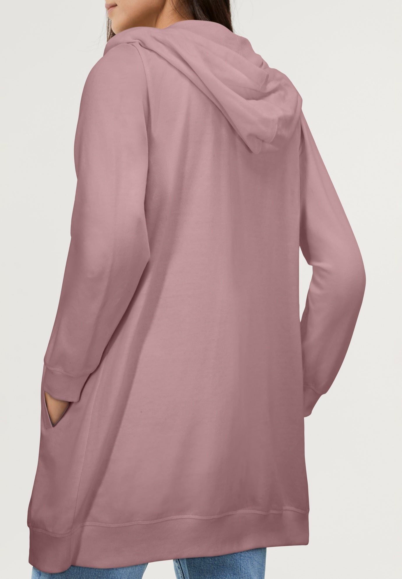 French Terry Long Zip Front Hoodie image number 1