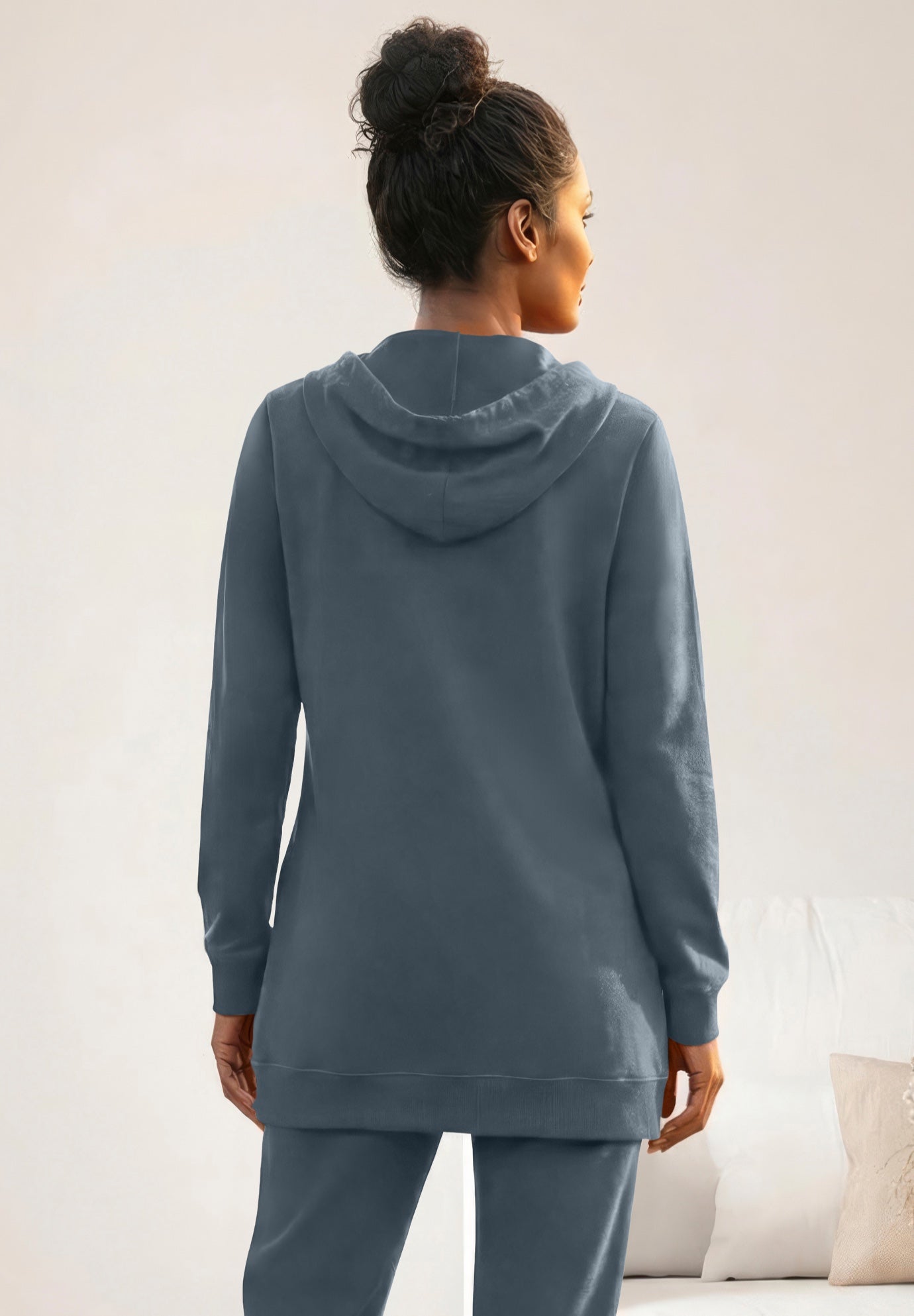 Ellos Studio French Terry Long Sleeve Zip-Front Tunic Hoodie image number 1
