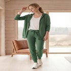 French Terry Long Sleeve Zip-Front Tunic Hoodie image number null