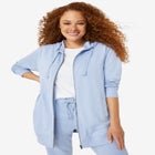 French Terry Long Zip Front Hoodie image number null