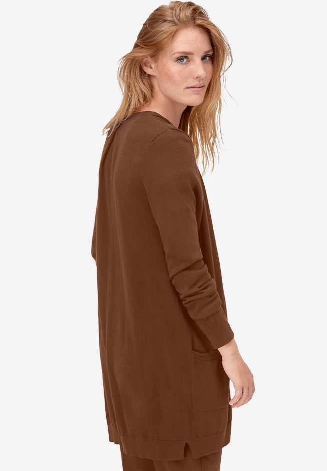 V-Neck Button-Front 100% Cotton Boyfriend Cardigan image number 1