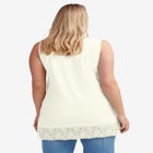 Cotton Spandex Lace Trimmed Scoop Neck Sleeveless Tunic image number null