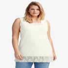 Cotton Spandex Lace Trimmed Scoop Neck Sleeveless Tunic image number null