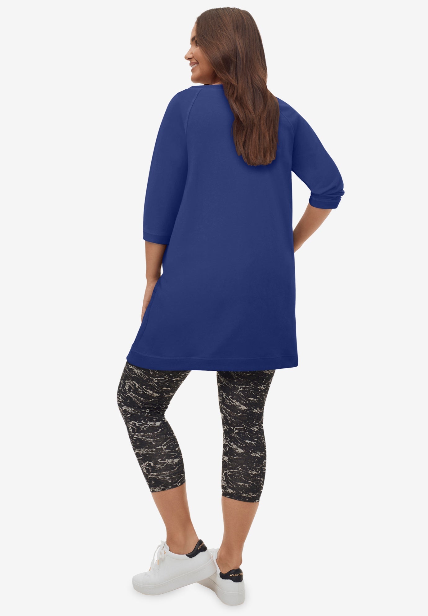 Ellos Studio French Terry Zip-Pocket Long Sleeve Scoopneck Tunic image number 1