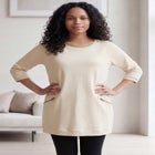 Ellos Studio French Terry Zip-Pocket Long Sleeve Scoopneck Tunic image number 0