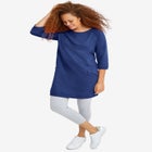 Ellos Studio French Terry Zip-Pocket Long Sleeve Scoopneck Tunic image number 0
