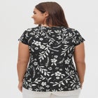 100% Cotton Twisted V-Neck Short Sleeve Tee With Inverted Pleat image number 1