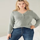 Button Y-neck Sweater image number null