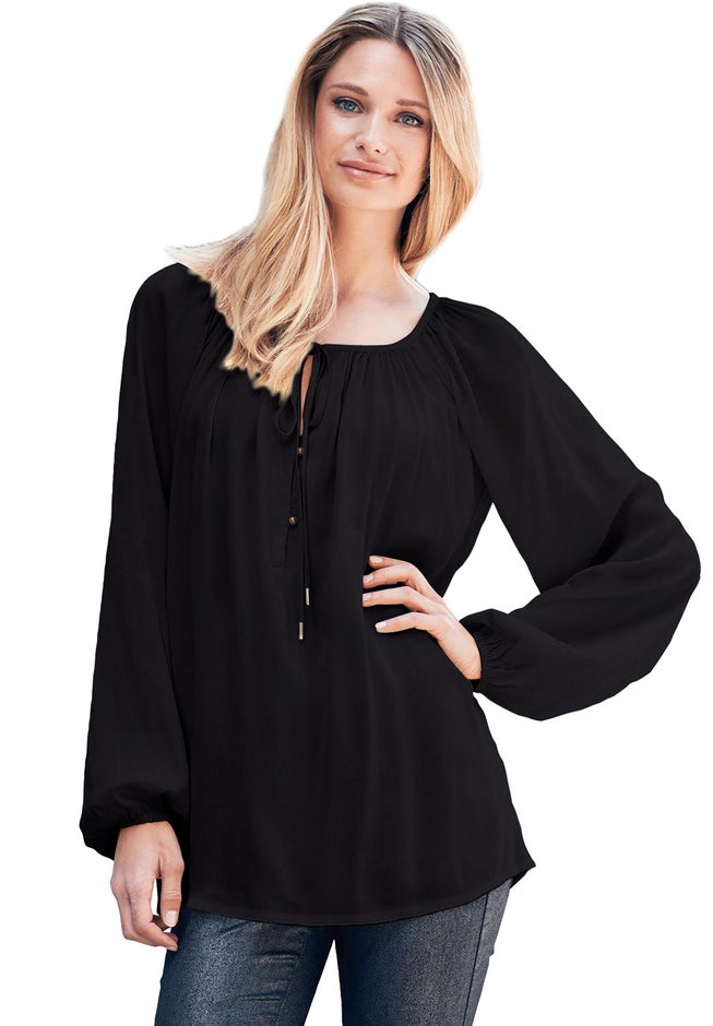 Tie Neck Peasant Tunic image number 0