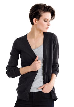 V-Neck Button Front 100% Cotton Everyday Cardigan
