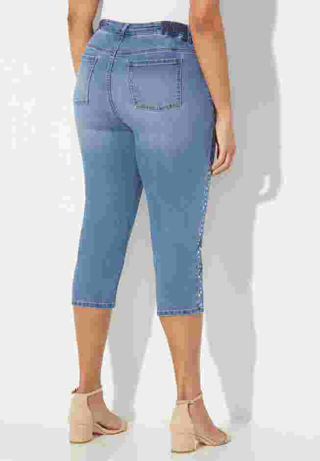 Sparkle Trim Jean Capri image number 1