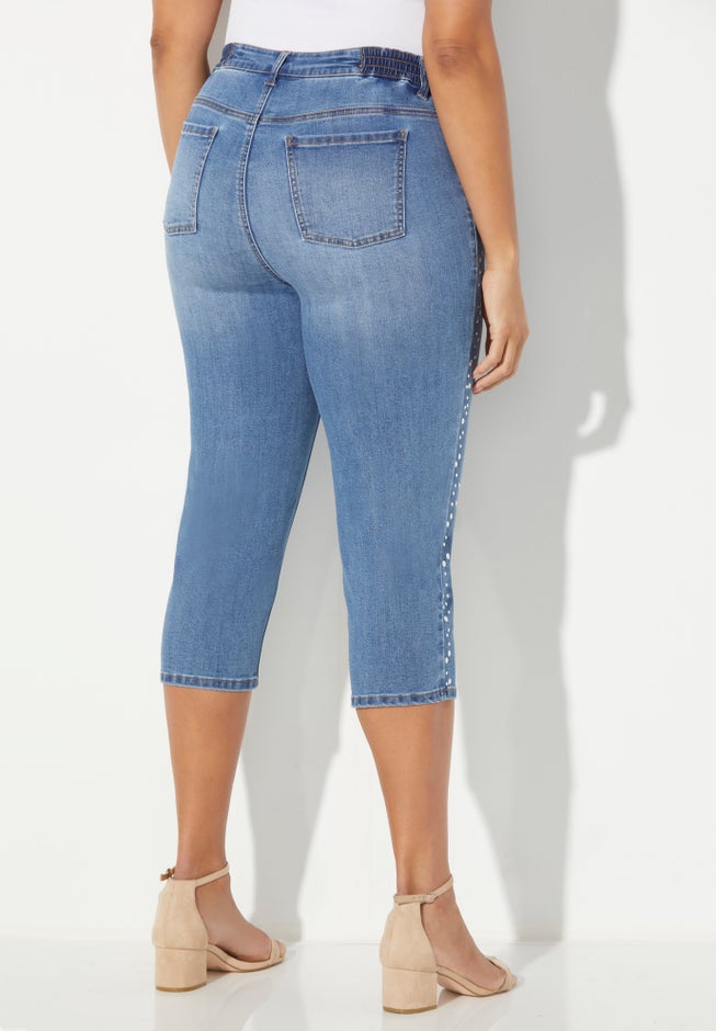 Sparkle Trim Jean Capri image number null