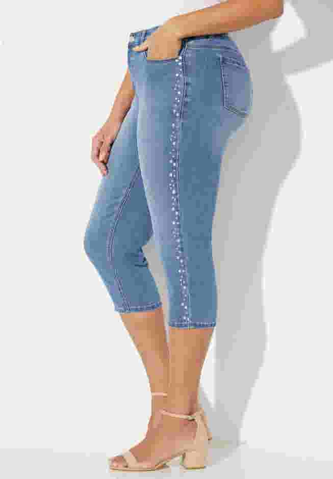 Sparkle Trim Jean Capri image number 2