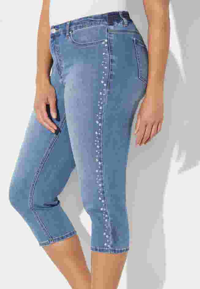 Sparkle Trim Jean Capri image number 3