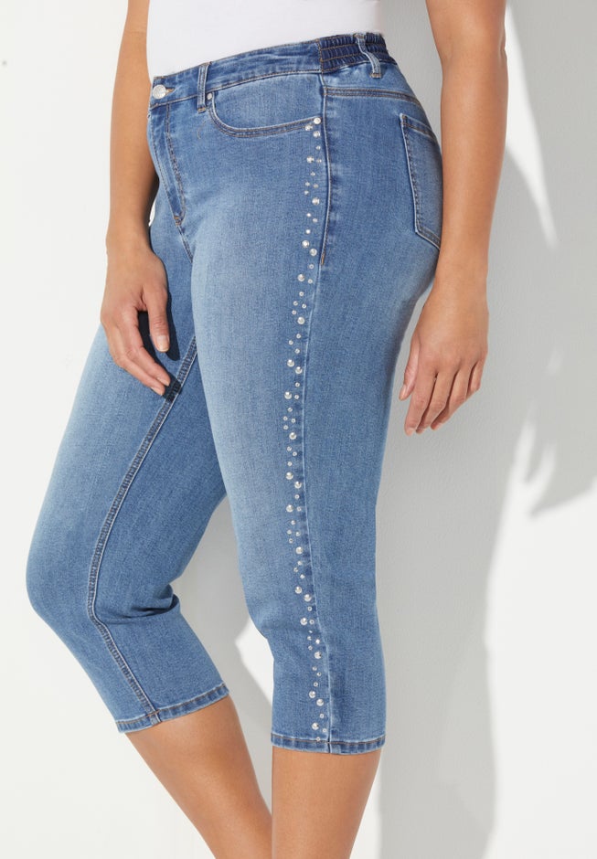 Sparkle Trim Jean Capri image number null