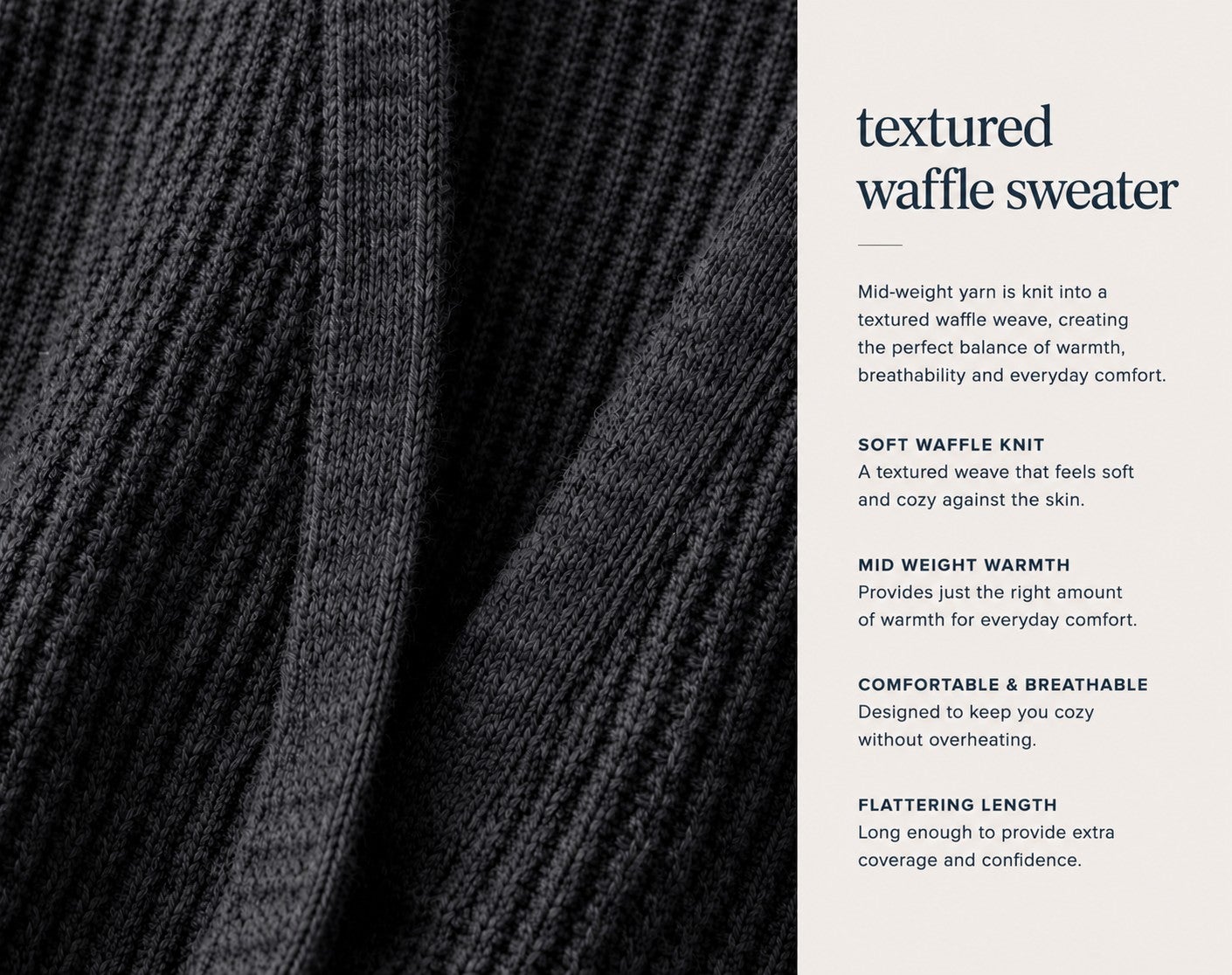 Open Front Long Ribbed Sleeve Waffle Cardigan image number 3