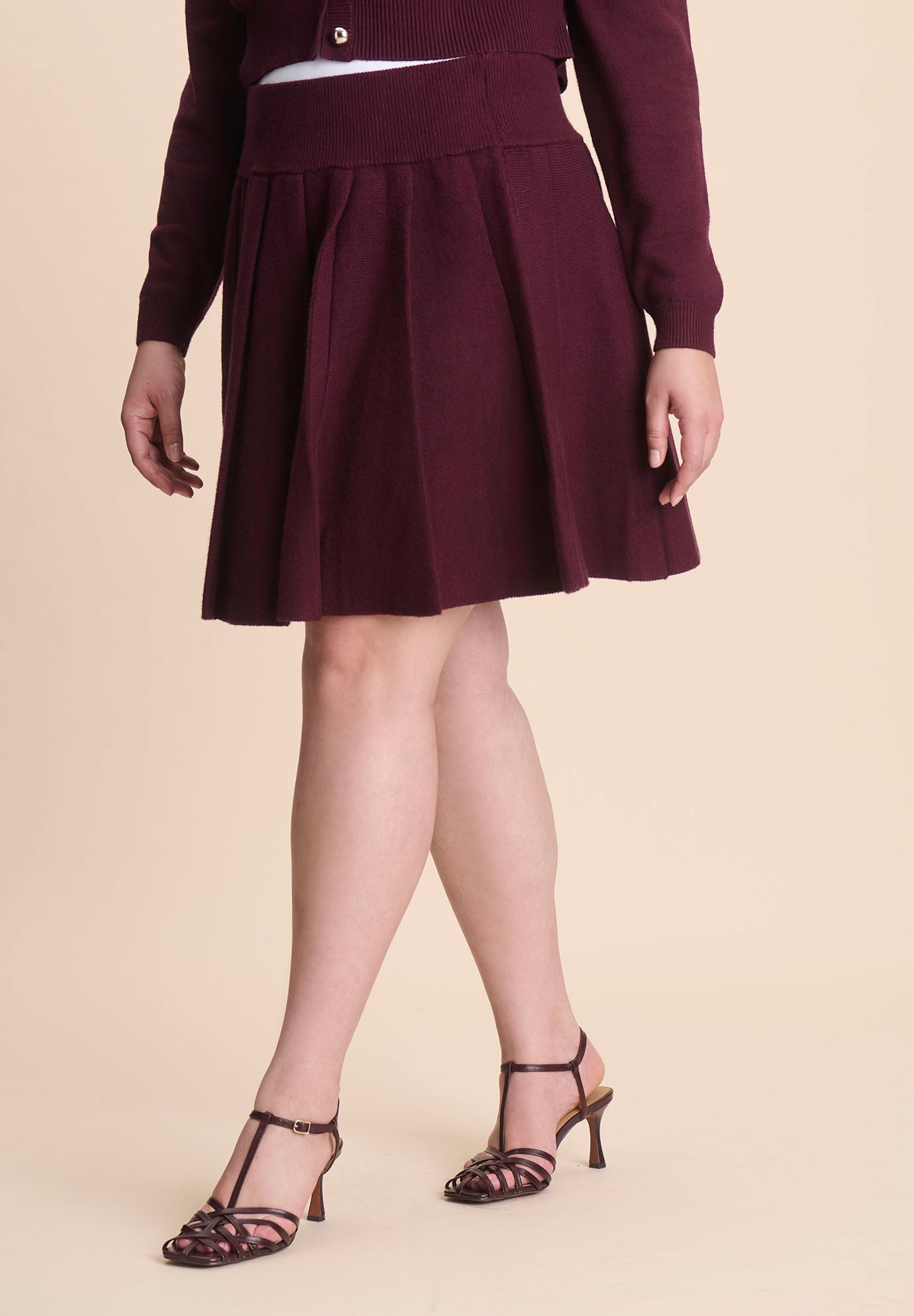 Pleated Sweater Mini Skirt image number 1