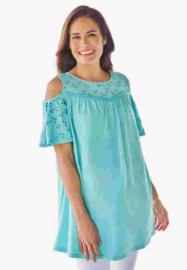 Eyelet Cold-Shoulder Tunic image number 0