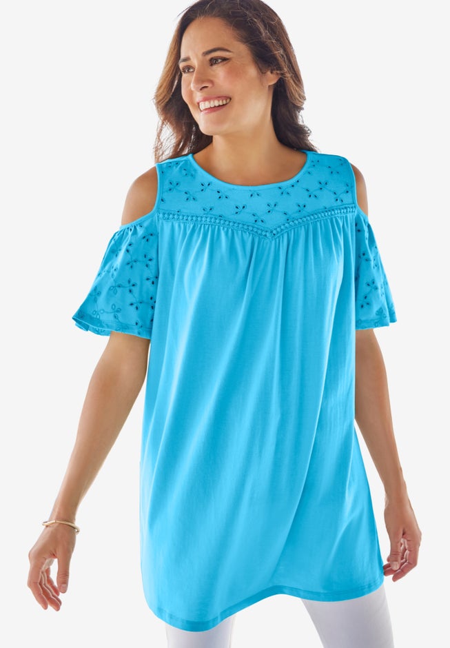 Eyelet Cold-Shoulder Tunic image number 0