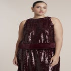Faux Fur-Trim Sequin Top image number 0