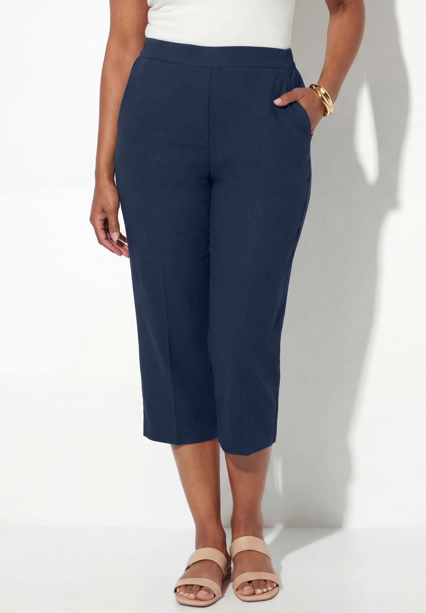 Pull-On Sateen Capri image number 0