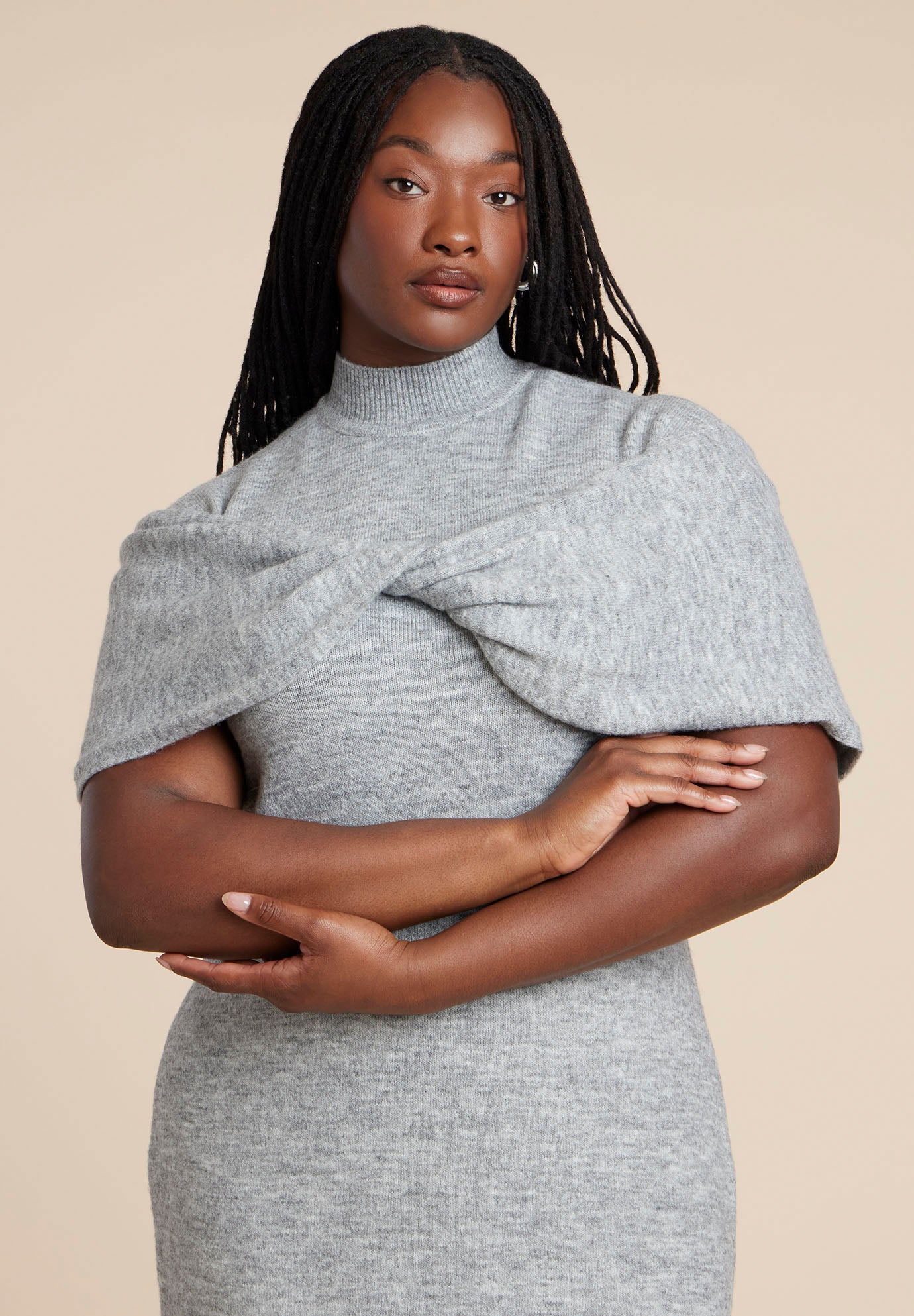 Twist Front Cape Sweater Dress image number 2