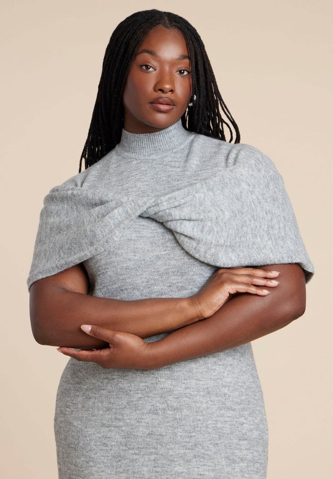 Twist Front Cape Sweater Dress image number 2