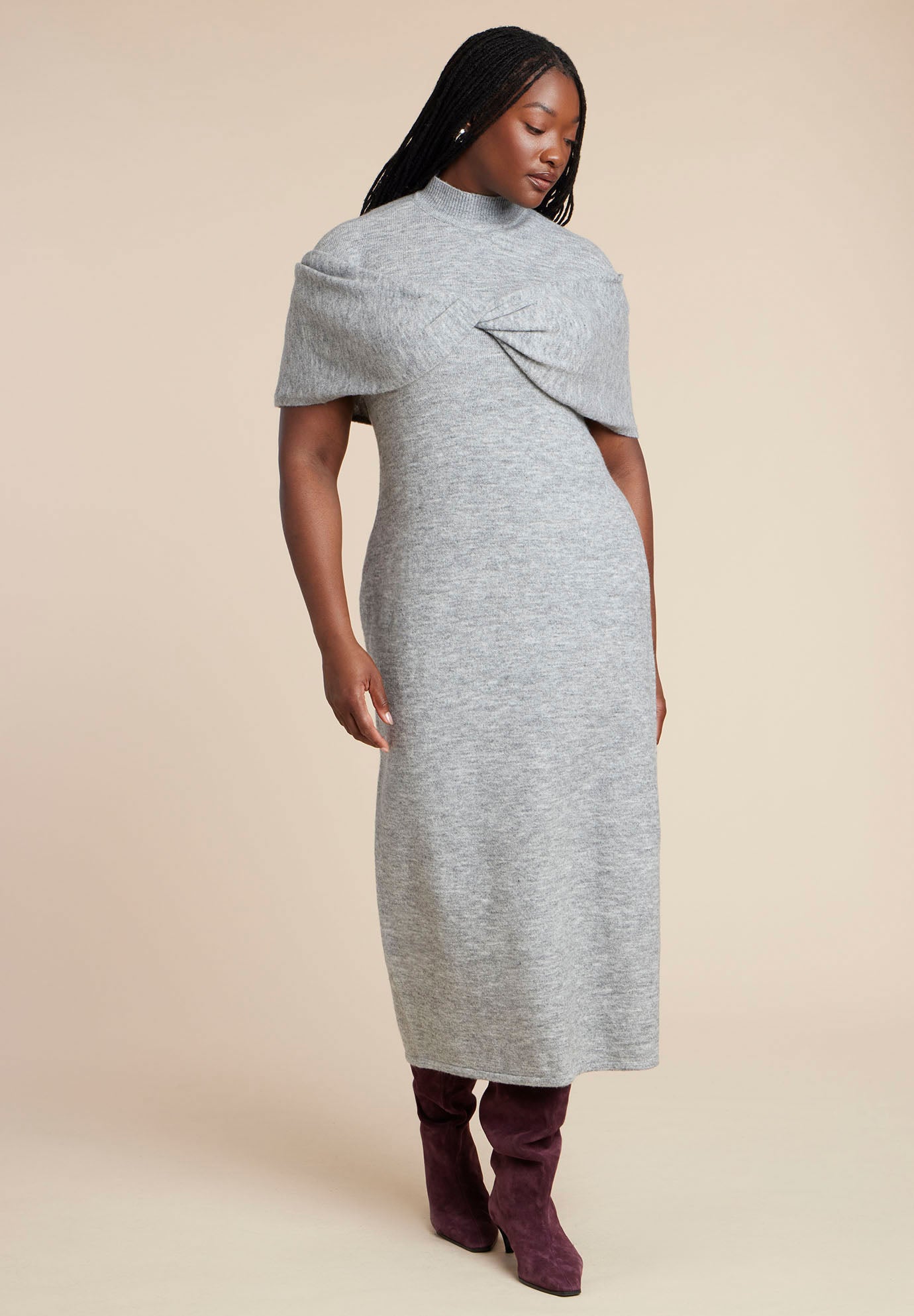 Twist Front Cape Sweater Dress image number 0