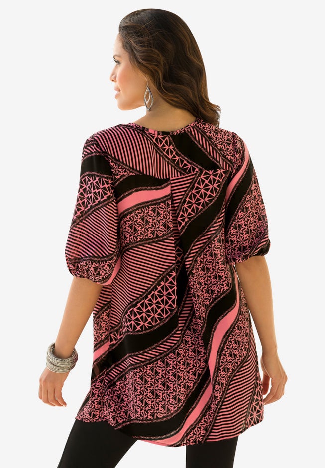 Printed Y-Neck Georgette Top image number 1