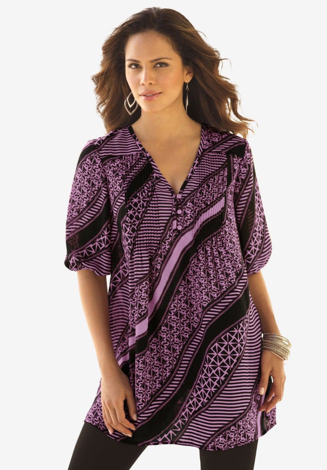 Printed Y-Neck Georgette Top image number 0