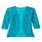 Crochet Curved-Hem Cardigan Sweater image number null