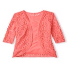 Crochet Curved-Hem Cardigan Sweater image number null