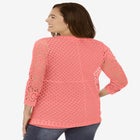 Crochet Curved-Hem Cardigan Sweater image number null
