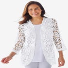 Curved Hem Pointelle Cardigan Sweater image number null