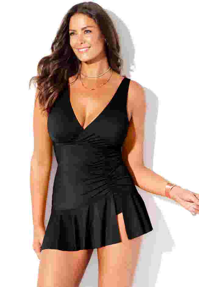 Plunge Ruffle Swimdress image number 3