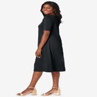 Stretch Cotton Square Neck Midi Dress image number null