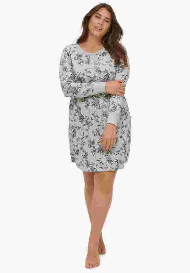 Long Sleeve Henley Sleepshirt image number 2
