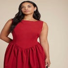 Boat Neck Flare Midi Dress image number null