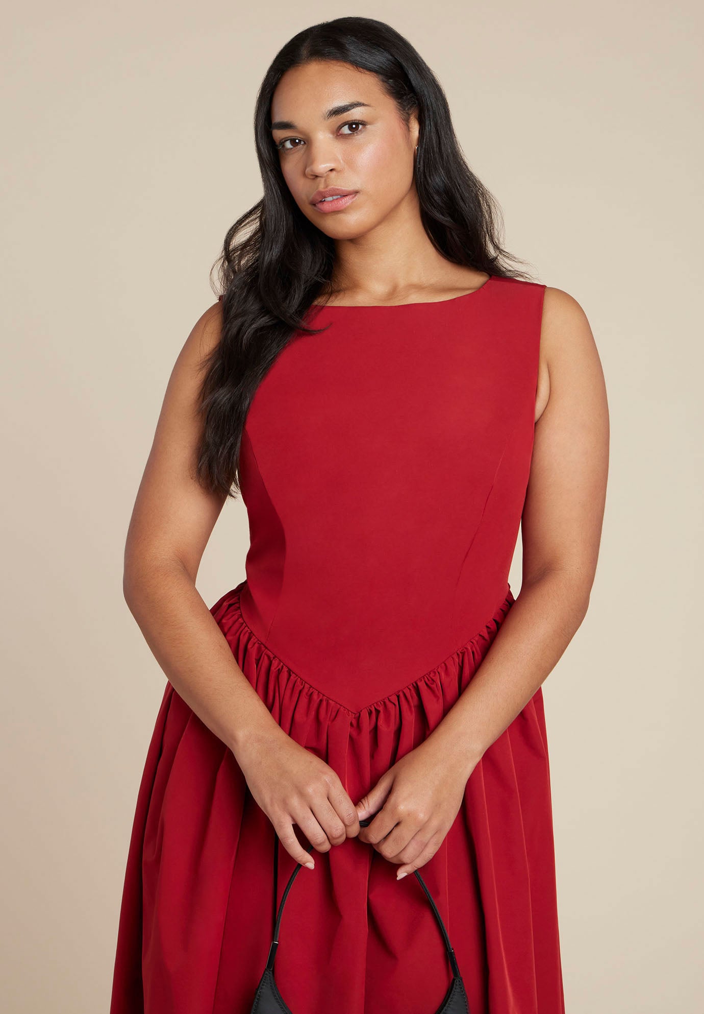 Boat Neck Flare Midi Dress image number 3