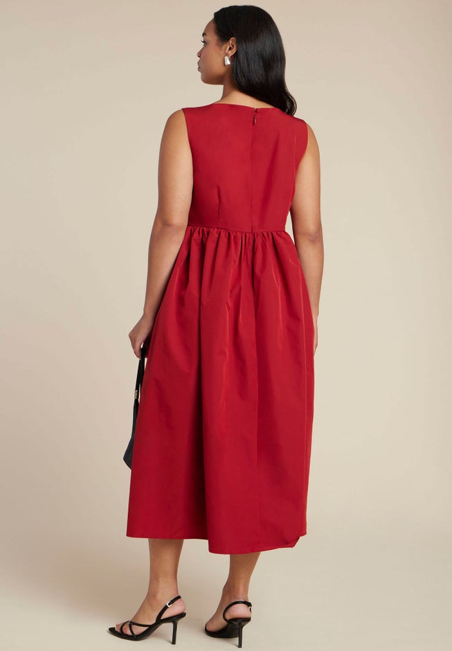 Boat Neck Flare Midi Dress image number 4